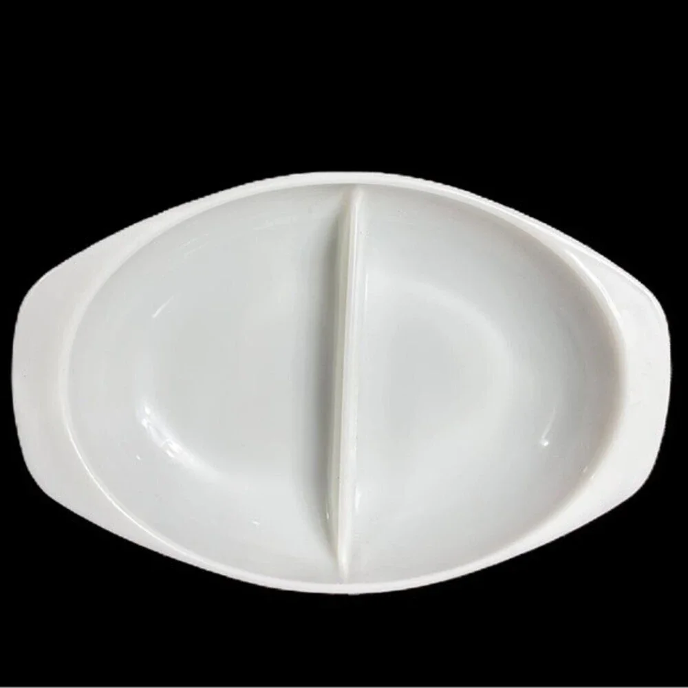 Vintage Pyrex Oval Divided Casserole‎ Dish Farmhouse Country Cottage Home Decor